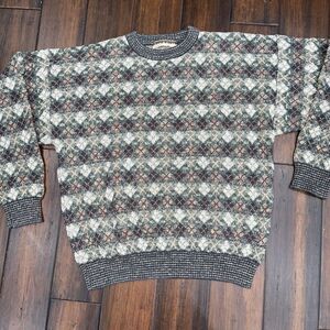 VTG Oak Clay Sweater Mens XL Geometric Knit Long Sleeve Grandpa Core Retro